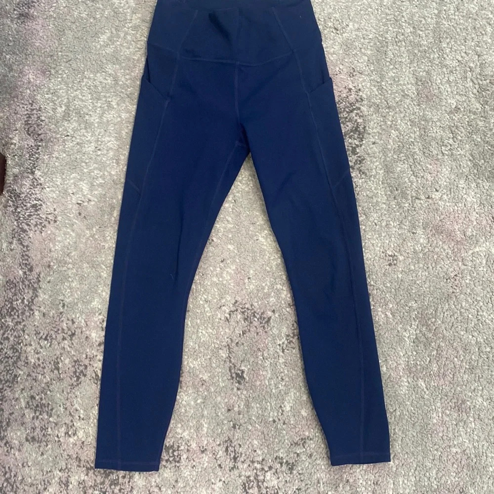 Fabletics Women's Navy Blue Powerhold PureLuxe Workout Gym Leggings XXS